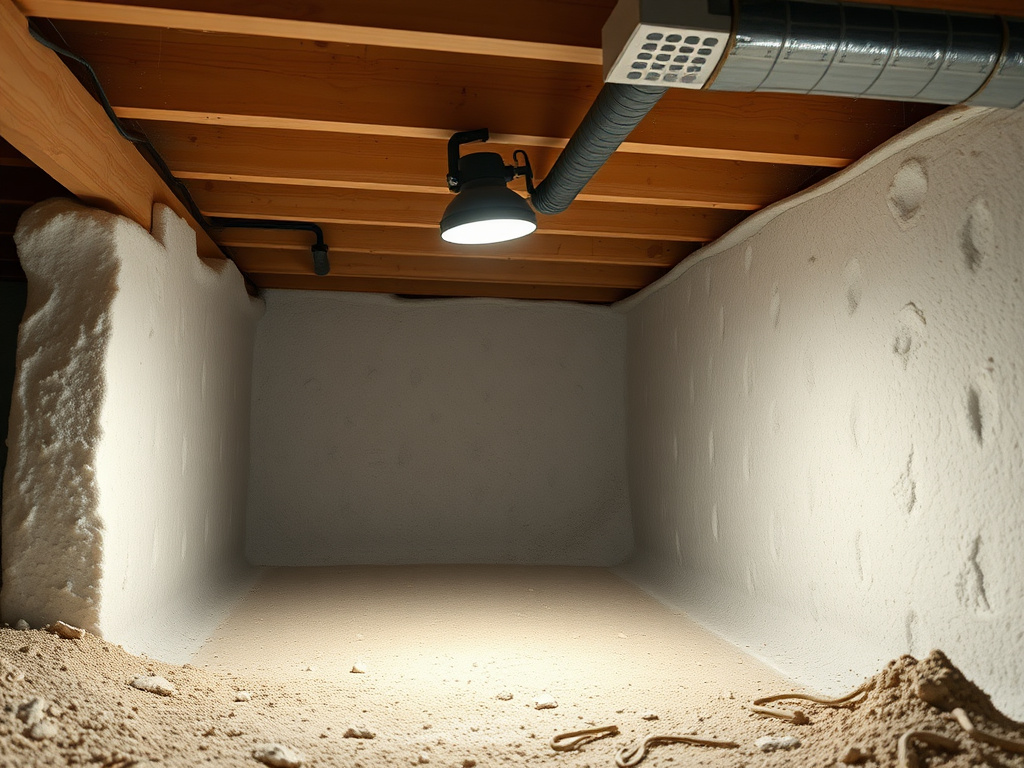 Spray foam applied to a roofline in an attic, wall cavity, and crawlspace wall