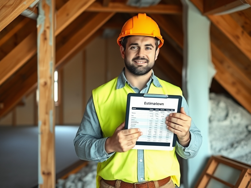 Contractor reviewing a spray foam insulation cost estimate with a homeowner